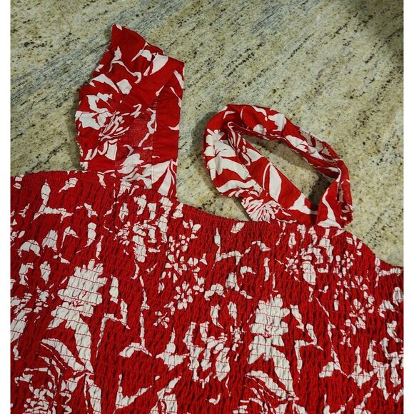 Lot of 2 Old Navy Size XL Red Floral Smocked Tank Ruffle Flowy Boho - Picture 5 of 15